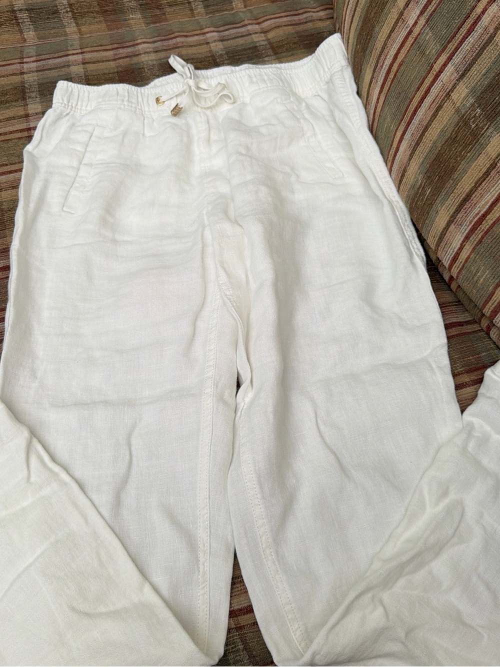 Lilly Pulitzer White Linen Drawstring Chinos
